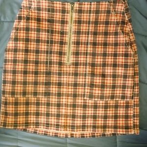 Wild Fable cream Brown Plaid Corduroy Mini Skirt worn once